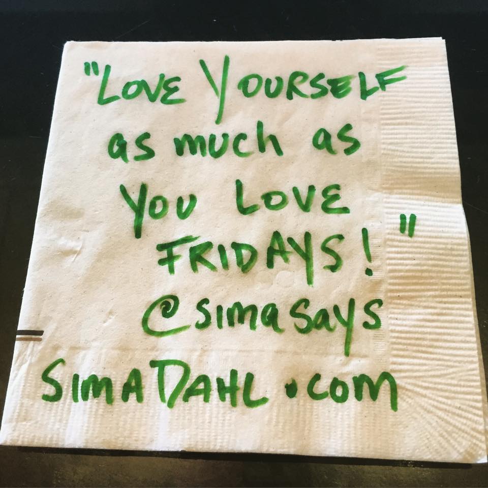 Love yourself - cocktail napkin quote