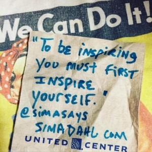 To be inspiring you must first inspire yourself. cocktail napkin quote