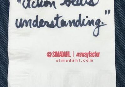 Action beats understanding. cocktail napkin quote