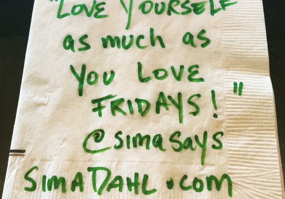 Love yourself - cocktail napkin quote